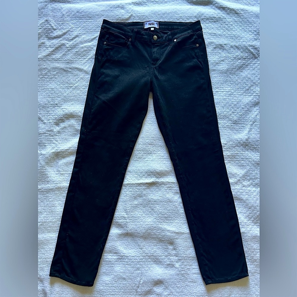 PAIGE Peg Skinny Midnight Black Jeans size 29 NWOT